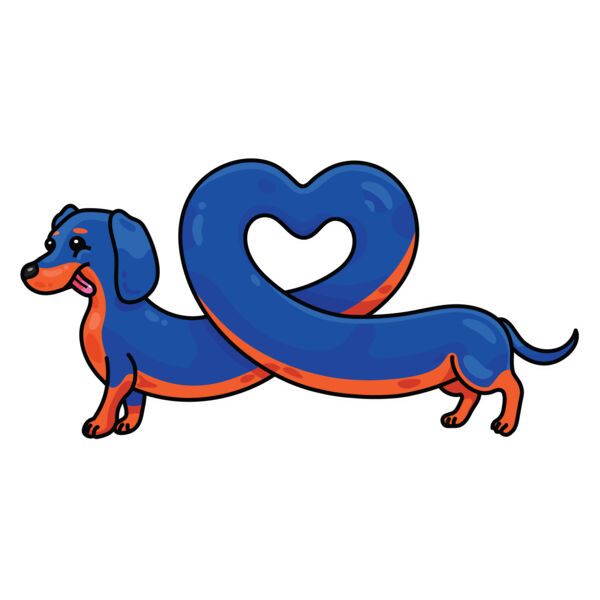 Sausage Dog - Stretch Heart - Black & Tan Thumbnail