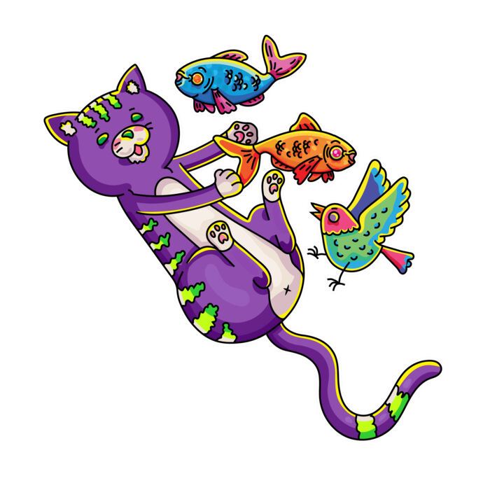 Purple Cat - Revamped - Version 2 - Catastrophic Pets Frenzy Thumbnail