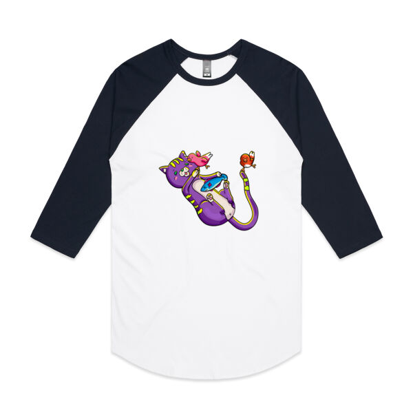 Purple Cat - AS Colour - 3/4 Raglan Baseball Sleeve Tee Thumbnail