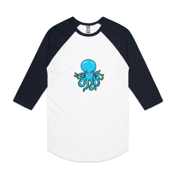 Blue Octopus - AS Colour - 3/4 Raglan Baseball Sleeve Tee Thumbnail