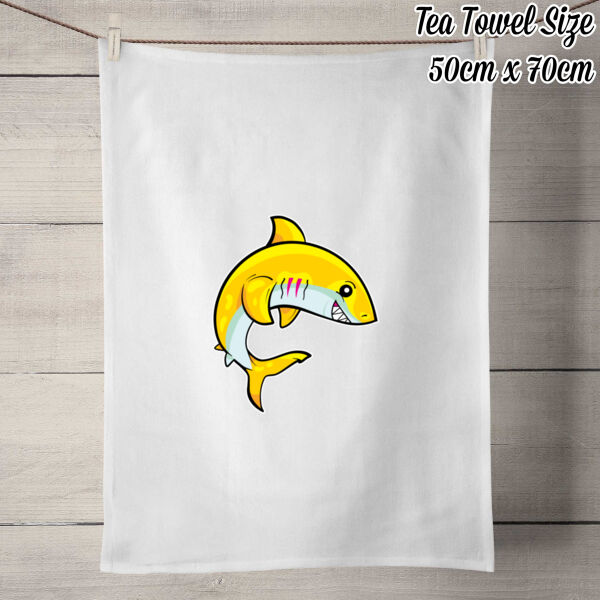 Banana Shark - 100% Linen Tea Towel - Off White Thumbnail