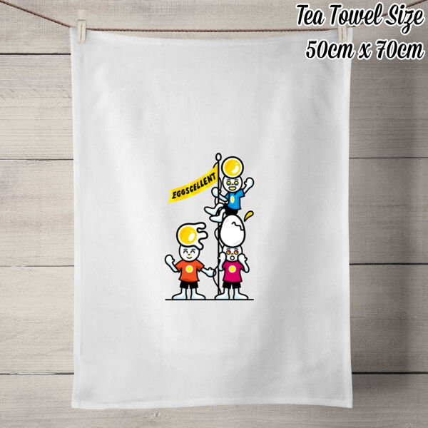 Eggscellent - 100% Linen Tea Towel - Off White Thumbnail