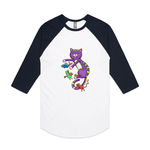 Purple Cat & Friends - AS Colour - 3/4 Raglan Baseball Sleeve Tee Thumbnail