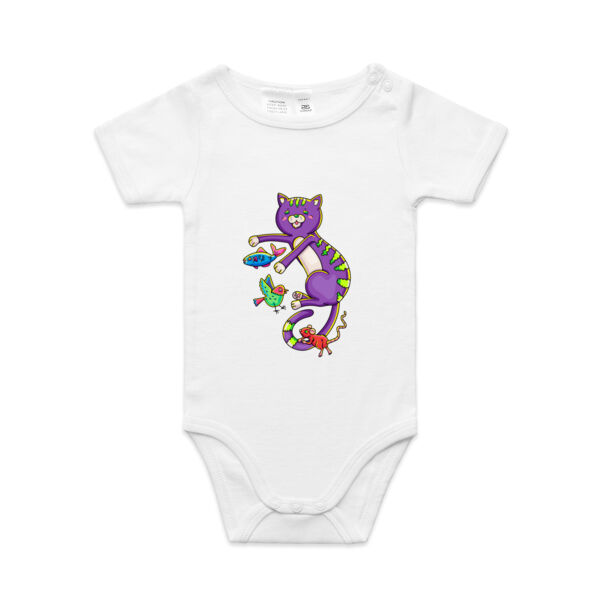 Purple Cat & Friends - AS Colour - Baby 'Mini-me' Onesie Romper Thumbnail
