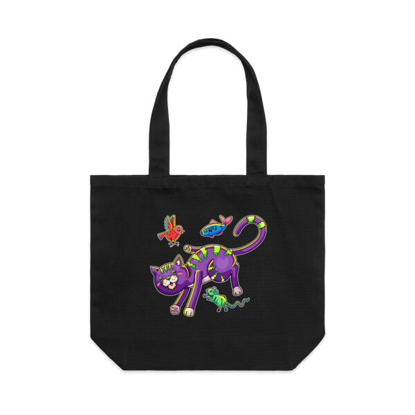 Purple Cat & Friends V2 - AS Colour Shoulder Tote Bag Thumbnail