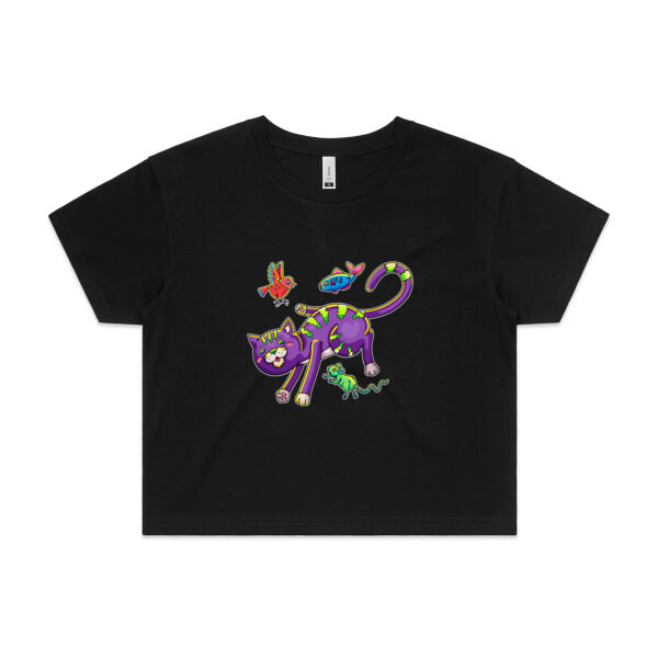 Purple Cat & Friends V2 - AS COLOUR - Women's Crop Tee Thumbnail