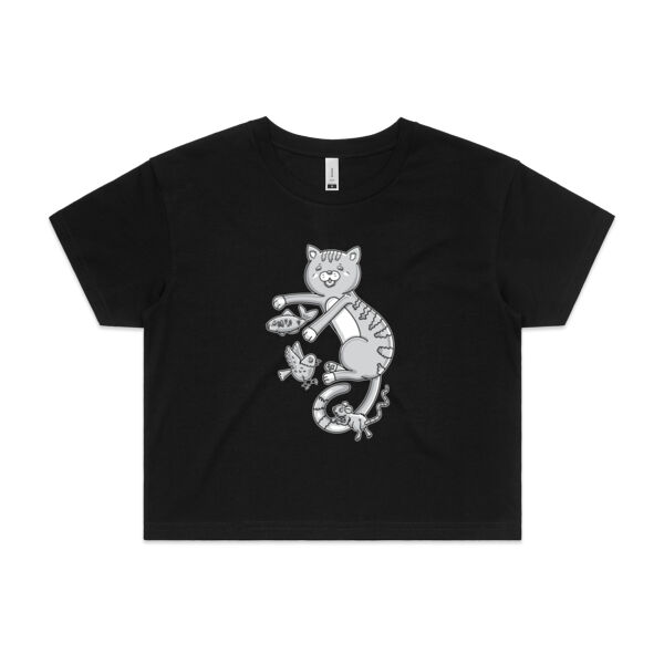 B&W Cat & Friends - AS COLOUR - Women's Crop Tee Thumbnail