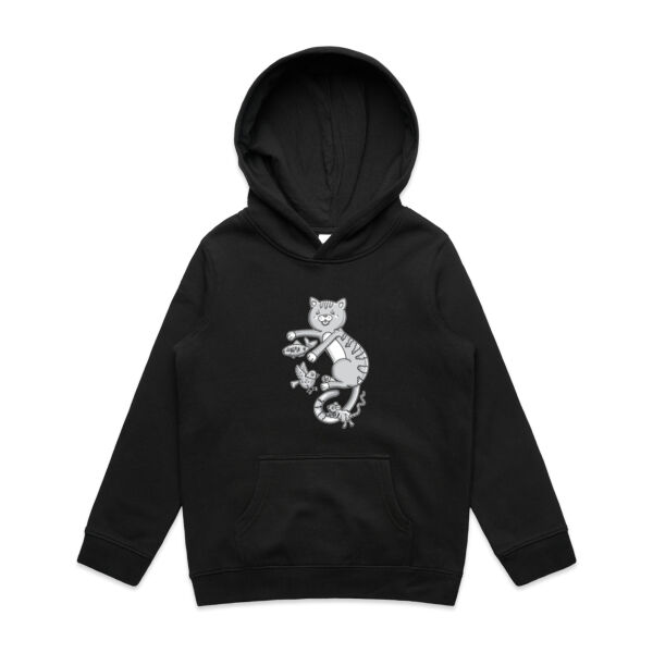 B&W Cat & Friends - AS Colour - Youth Supply Hood Sweatshirt Thumbnail