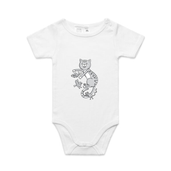 B&W Cat & Friends - AS Colour - Baby 'Mini-me' Onesie Romper Thumbnail