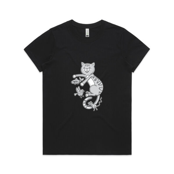 B&W Cat & Friends - AS Colour - Women's  Maple ORGANIC Tee Thumbnail