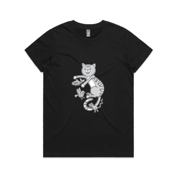 B&W Cat & Friends - AS Colour - Women's Maple Crew Tee Thumbnail