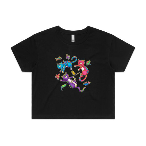 Cat Trio & Friends - AS COLOUR - Women's Crop Tee Thumbnail