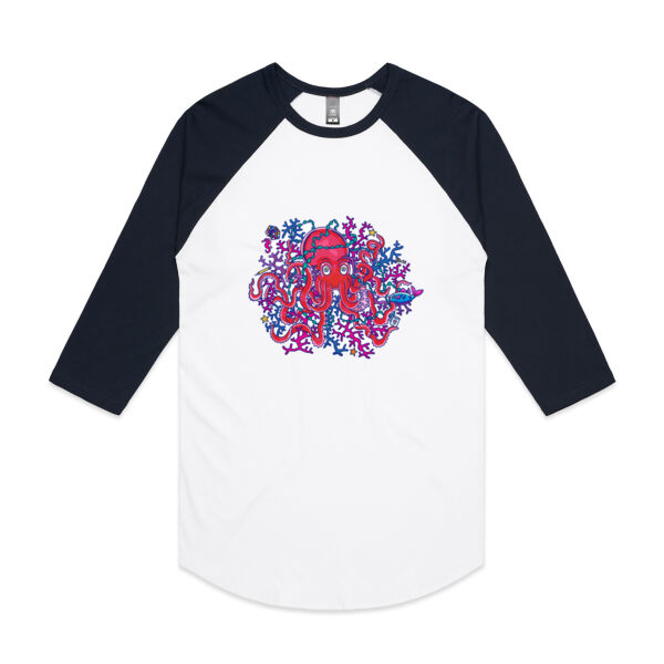 Tangled Octopus - AS Colour - 3/4 Raglan Baseball Sleeve Tee Thumbnail