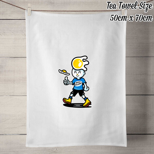 Eggscellent Mascot - 100% Linen Tea Towel - Off White Thumbnail
