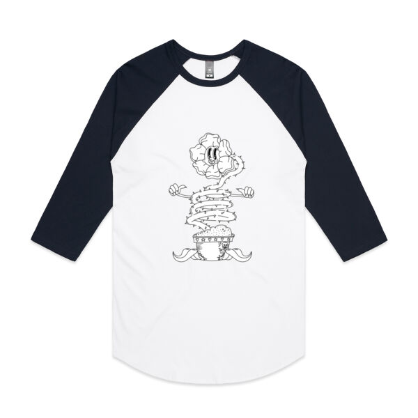 Happy Sentient Flower - AS Colour - 3/4 Raglan Baseball Sleeve Tee Thumbnail