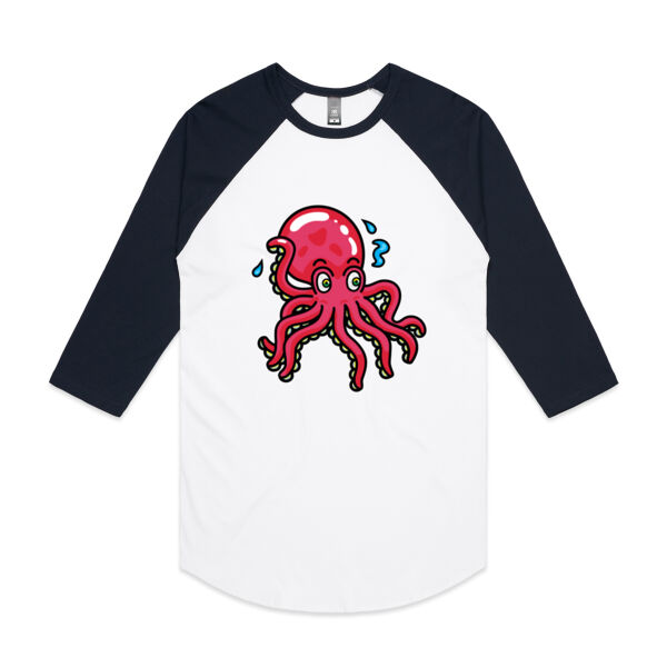 Octo in Red - AS Colour - 3/4 Raglan Baseball Sleeve Tee Thumbnail