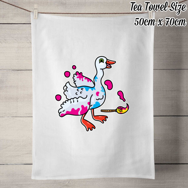 Paint it like a Goose - 100% Linen Tea Towel - Off White Thumbnail