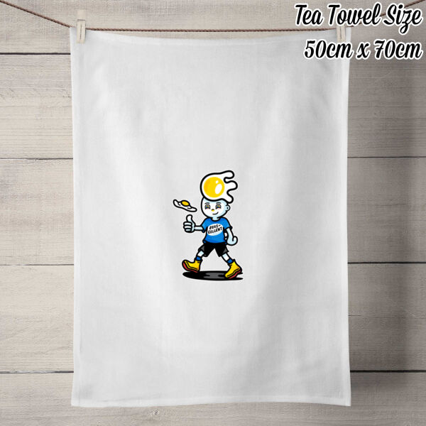 Eggscellent Mascot - 100% Linen Tea Towel - Off White Thumbnail