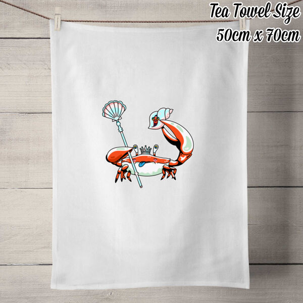 Crab King - 50% Linen Tea Towel - White Thumbnail