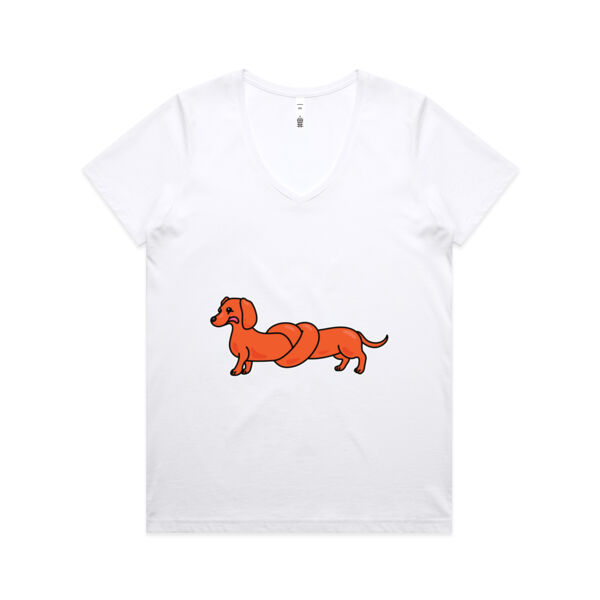 Sausage Dog - Pretzel Tan - AS Colour - Women's Maple V Neck Tee Thumbnail