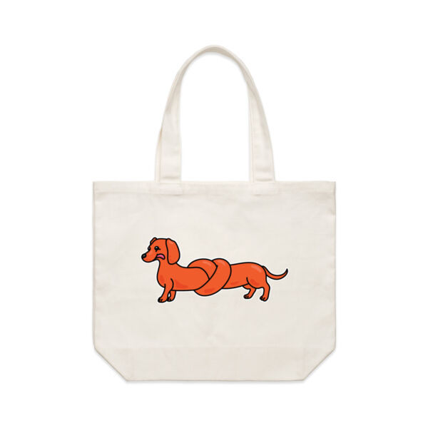 Sausage Dog - Pretzel Tan - AS Colour Shoulder Tote Bag Thumbnail