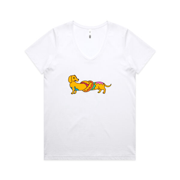 Sausage Dog - Pretzel V2 - AS Colour - Women's Maple V Neck Tee Thumbnail