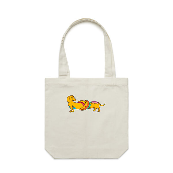 Sausage Dog - Pretzel V2 - AS Colour - Canvas Tote 'Carrie' Bag  Thumbnail