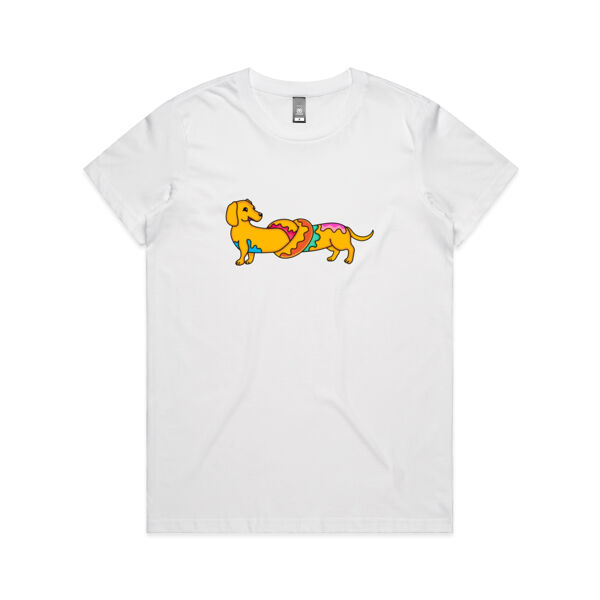 Sausage Dog - Pretzel V2 - AS Colour - Women's Maple Crew Tee Thumbnail