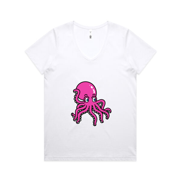 Octo in Pink - AS Colour - Women's Maple V Neck Tee Thumbnail