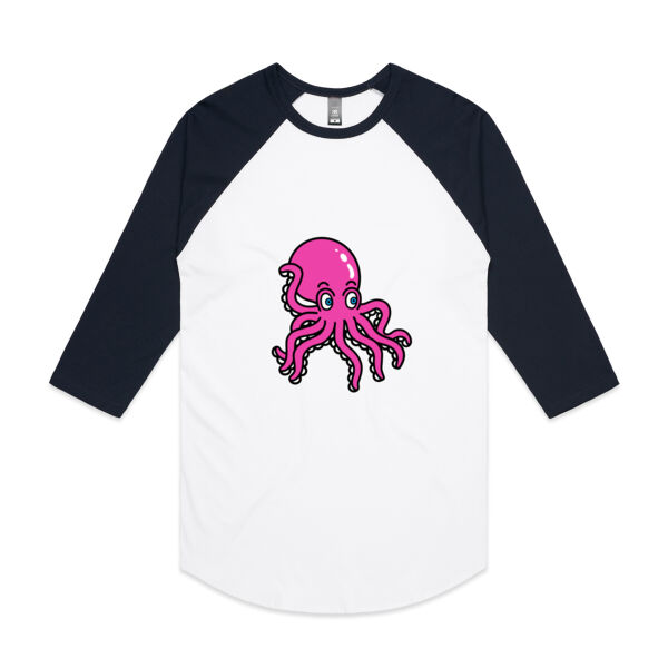 Octo in Pink - AS Colour - 3/4 Raglan Baseball Sleeve Tee Thumbnail