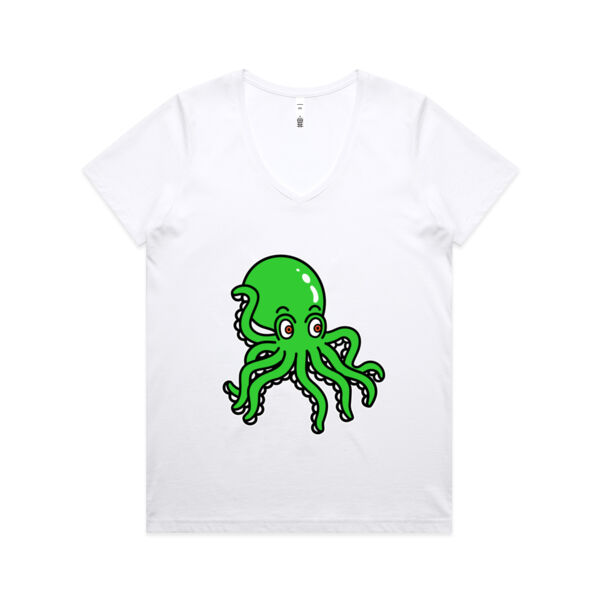 Octo in Green - AS Colour - Women's Maple V Neck Tee Thumbnail