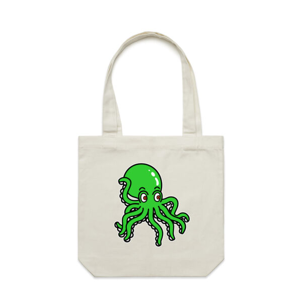 Octo in Green - AS Colour - Canvas Tote 'Carrie' Bag  Thumbnail