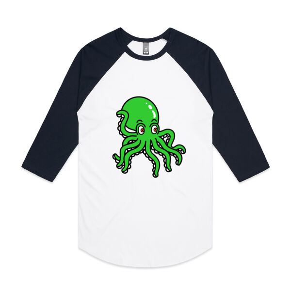 Octo in Green - AS Colour - 3/4 Raglan Baseball Sleeve Tee Thumbnail