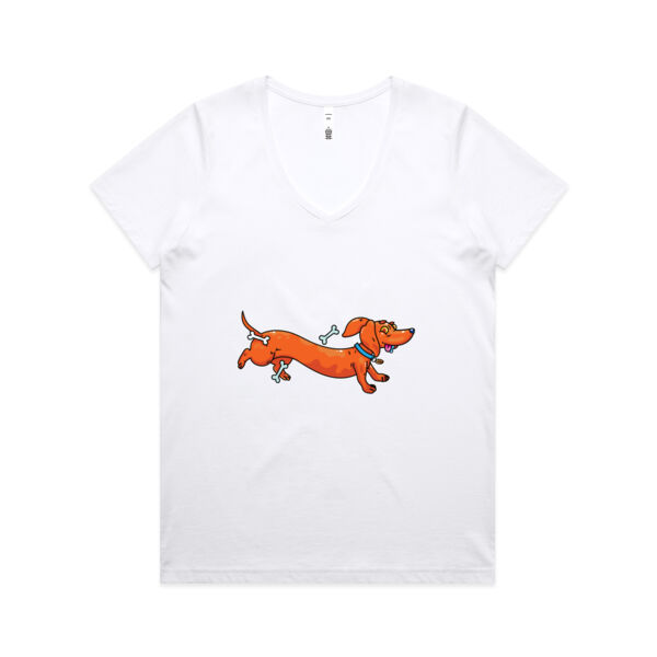 Sausage Dog - Stretchy V2 - AS Colour - Women's Maple V Neck Tee Thumbnail