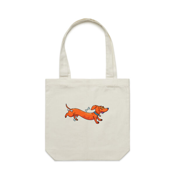 Sausage Dog - Stretchy V2 - AS Colour - Canvas Tote 'Carrie' Bag  Thumbnail
