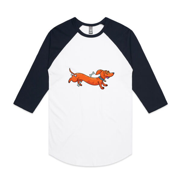 Sausage Dog - Stretchy V2 - AS Colour - 3/4 Raglan Baseball Sleeve Tee Thumbnail