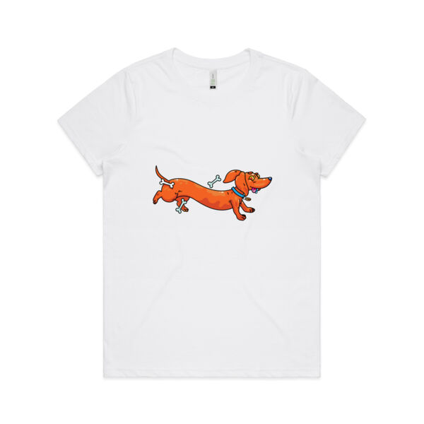 Sausage Dog - Stretchy V2 - AS Colour - Women's  Maple ORGANIC Tee Thumbnail