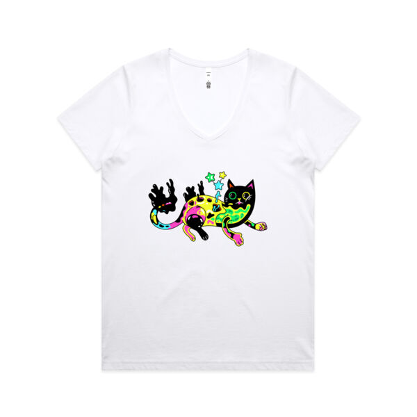 Neon Mimic Cat - AS Colour - Women's Maple V Neck Tee Thumbnail
