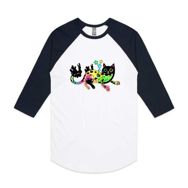Neon Mimic Cat - AS Colour - 3/4 Raglan Baseball Sleeve Tee Thumbnail