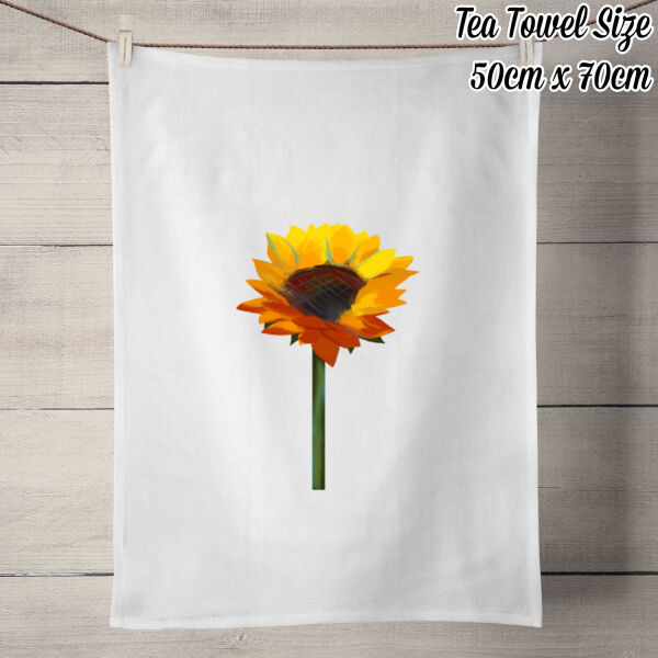 Warm & Sunny - 50% Linen Tea Towel - White Thumbnail