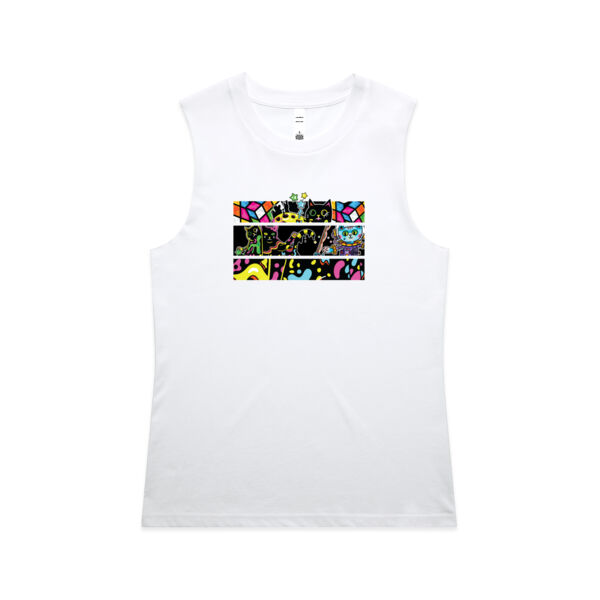 Fluro Cat Universe - AS Colour - Women's Maple Tank Thumbnail