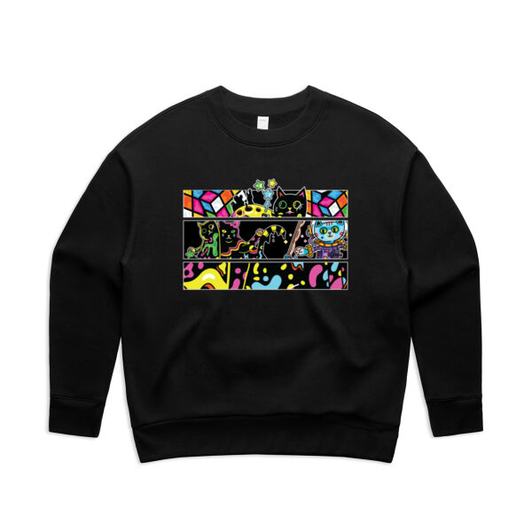 Fluro Cat Universe - AS Colour - Women's Relax Crew Thumbnail