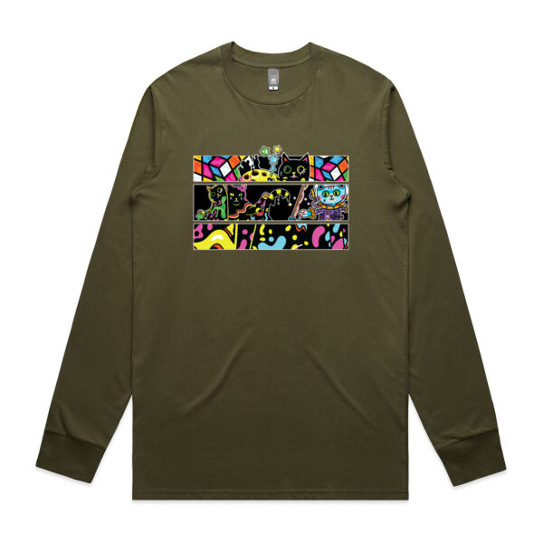 Fluro Cat Universe - AS Colour -  Men's Staple L/S Tee  Thumbnail