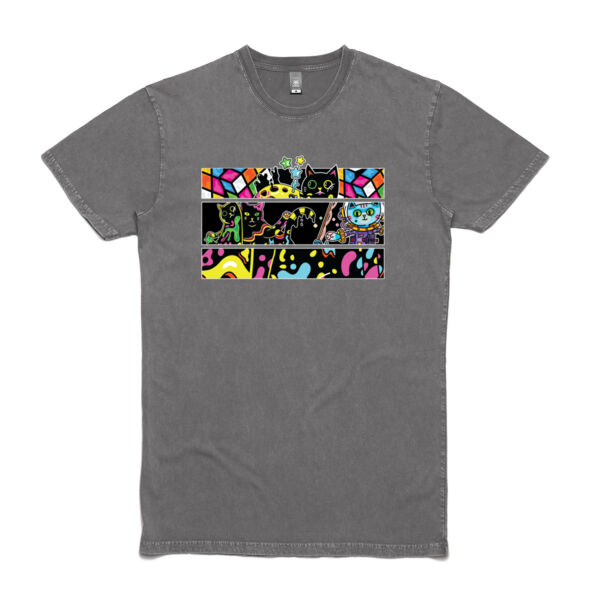 Fluro Cat Universe - AS Colour Stone Wash Staple Tee Thumbnail