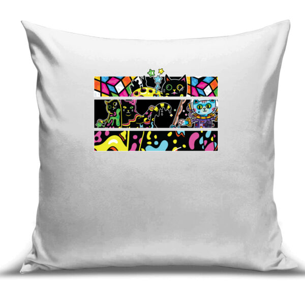 Fluro Cat Universe - Cushion Cover - 100% Linen Thumbnail