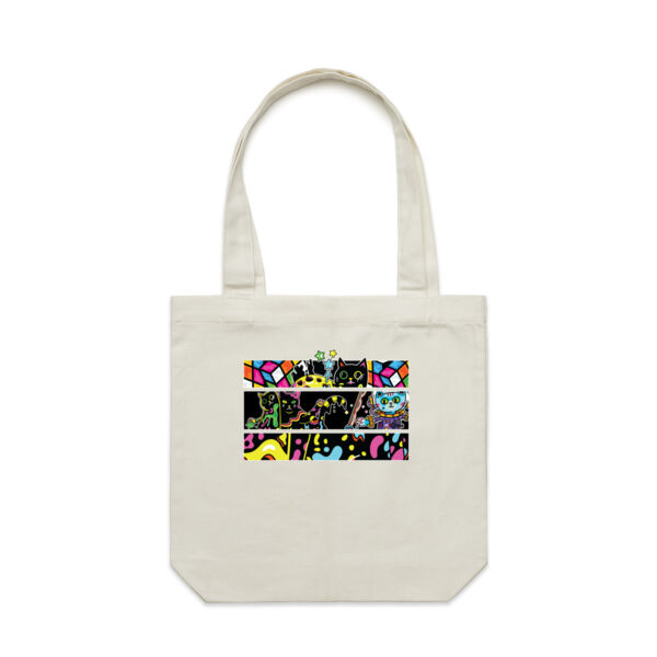 Fluro Cat Universe - AS Colour - Canvas Tote 'Carrie' Bag  Thumbnail