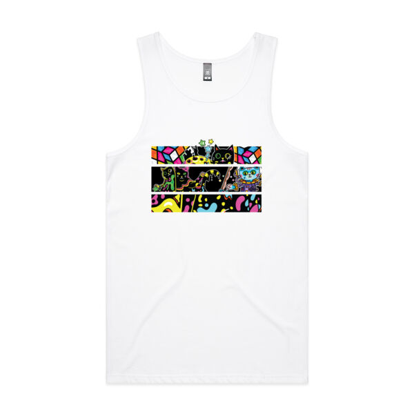 Fluro Cat Universe - AS Colour - Men's Lowdown Singlet Thumbnail