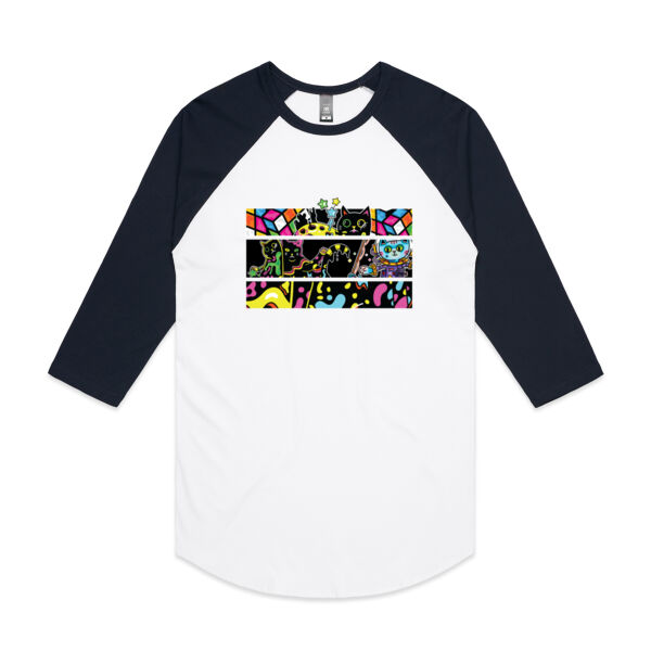 Fluro Cat Universe - AS Colour - 3/4 Raglan Baseball Sleeve Tee Thumbnail