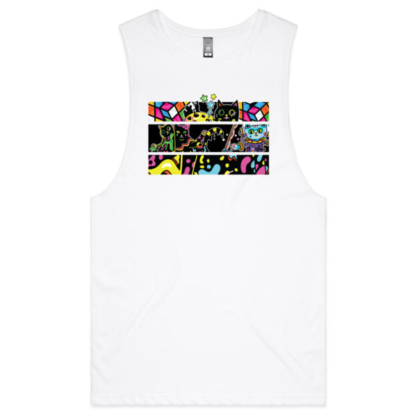 Fluro Cat Universe - AS Colour - Barnard Tank Top - Muscle Tee Thumbnail