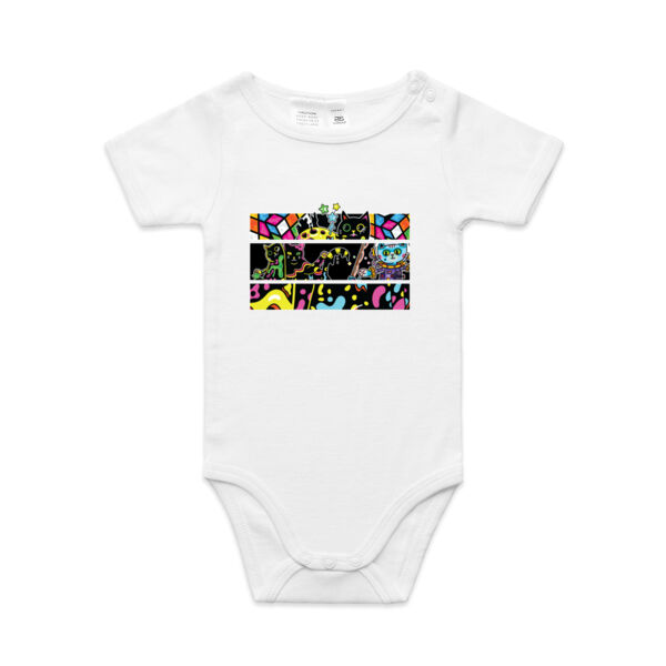 Fluro Cat Universe - AS Colour - Baby 'Mini-me' Onesie Romper Thumbnail